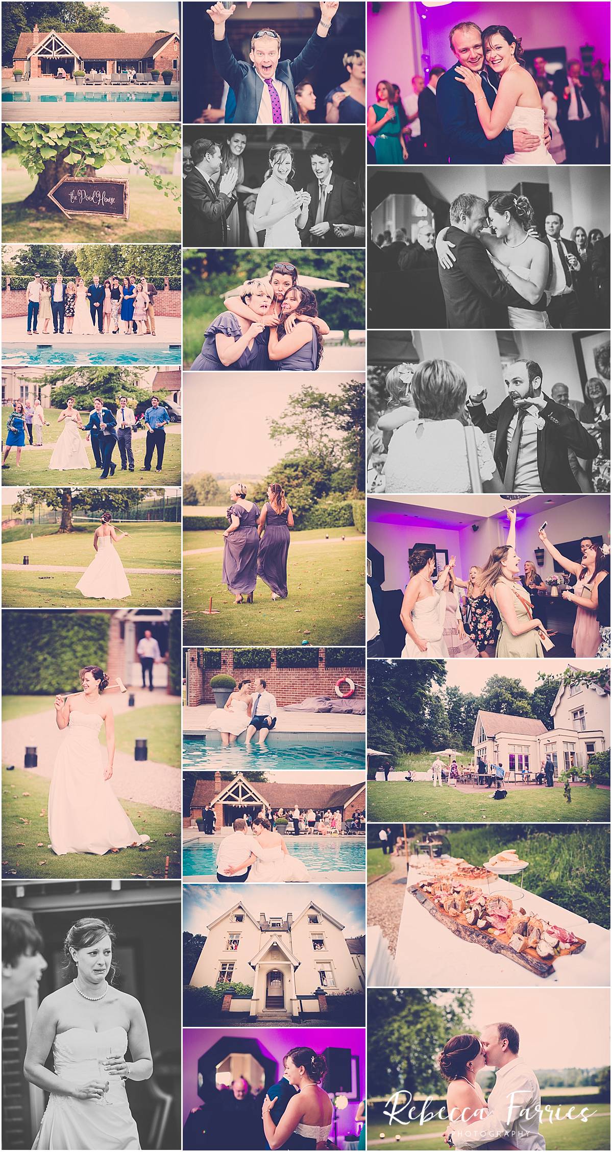 Wedding collage of photographs from Maison Talbooth in Essex