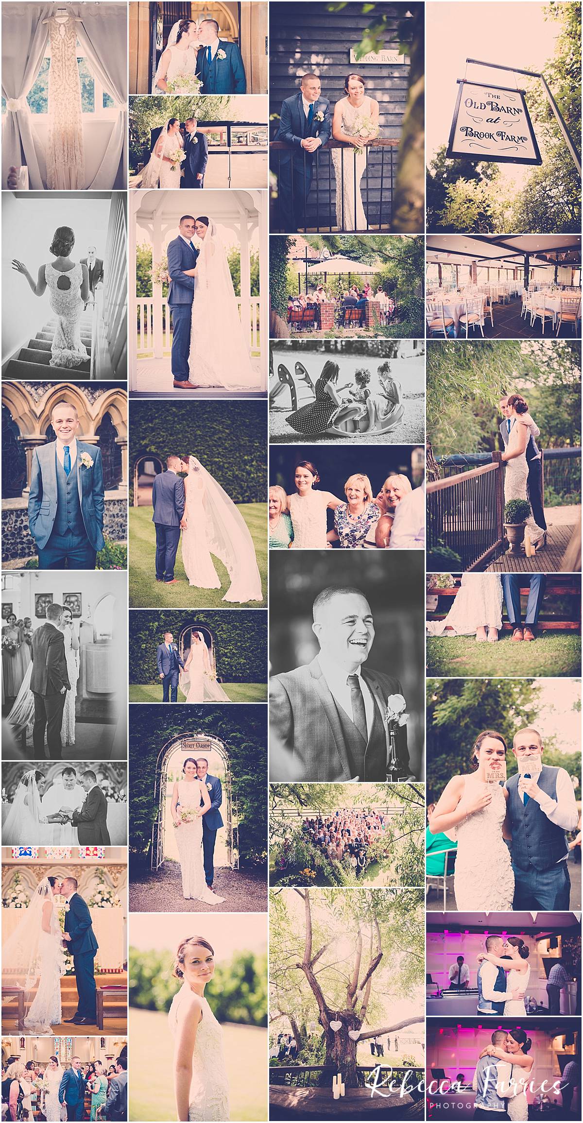 Wedding collage taken at Old Brook Barn in Essex