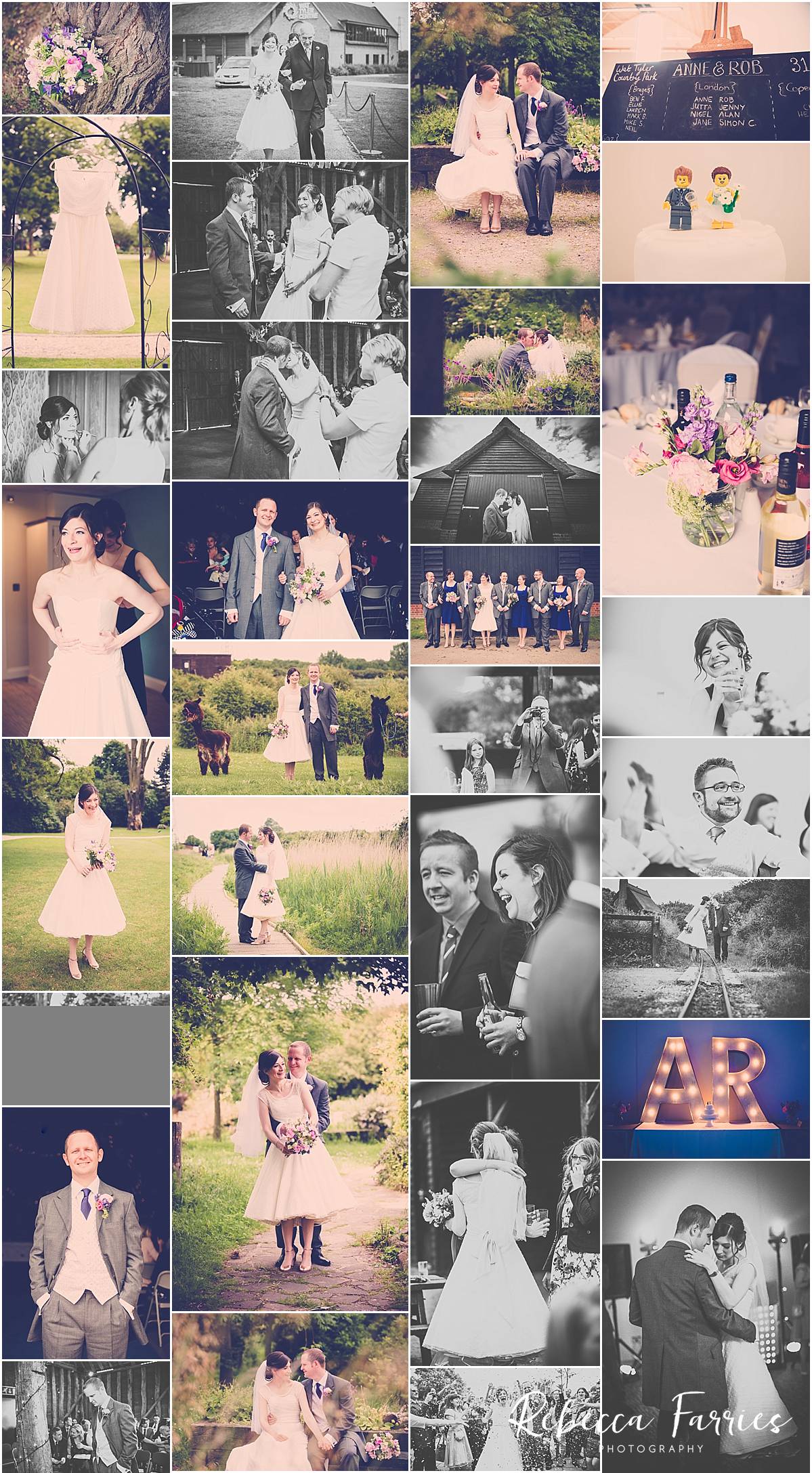 Wedding collage of pictures from Wat Tyler Park in Essex